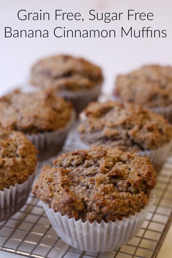 These Banana Cinnamon Muffins are grain free and sugar free, and are SOO good!
