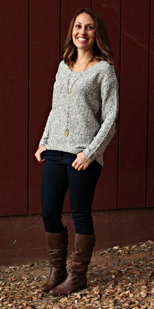 RD Style Maureen Twisted Seam Elbow Patch Sweater 