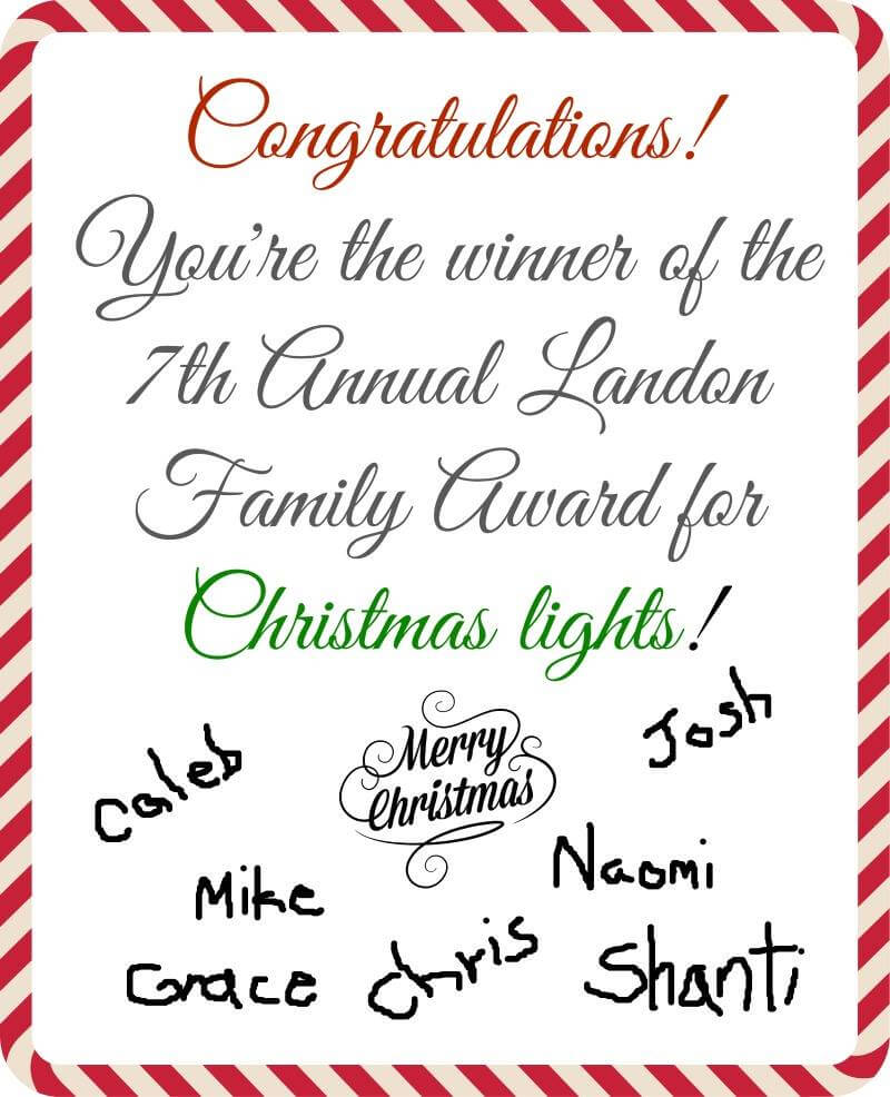 The Landon Award for Christmas Lights