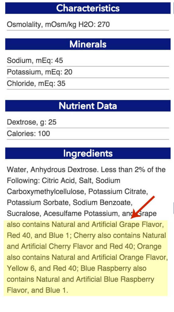 Pedialyte pops ingredients