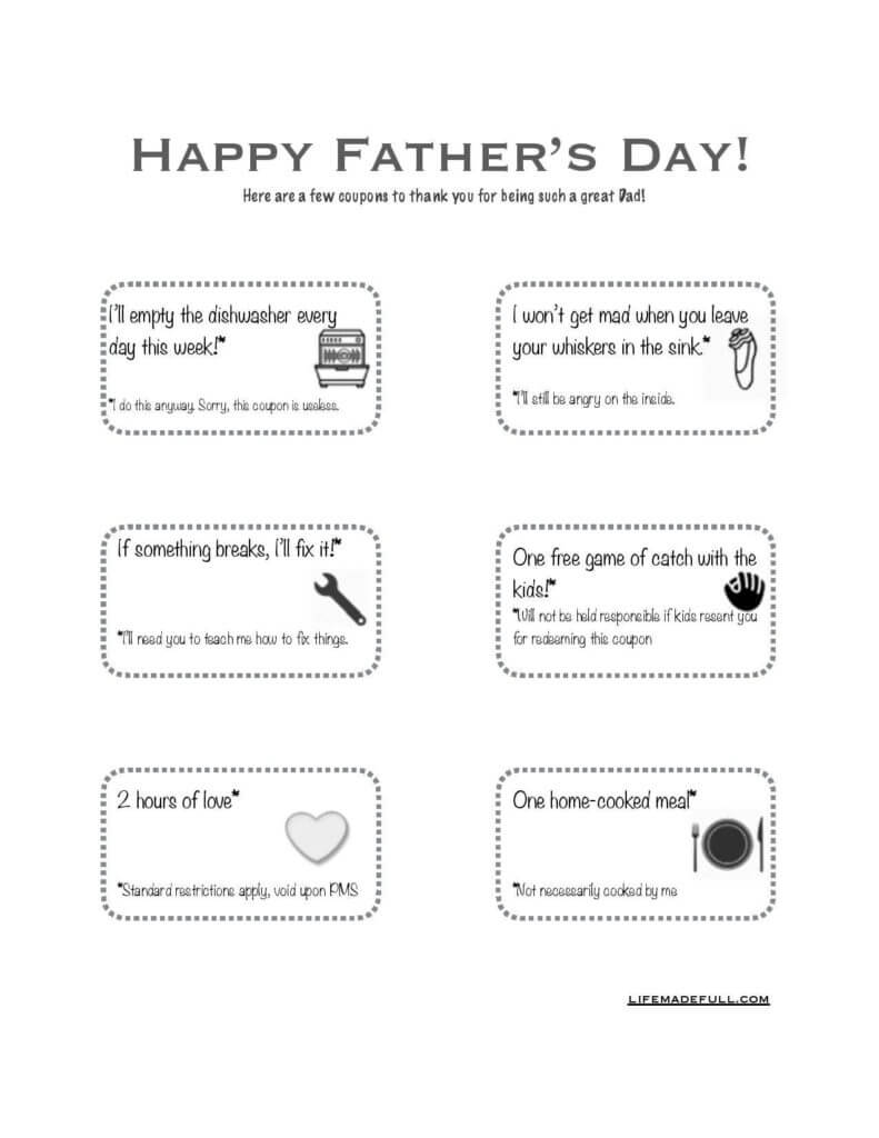 Fun father's day coupons