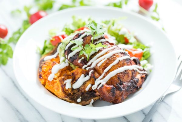 Flavorful, easy Ancho Chili Chicken Taco Bowls!