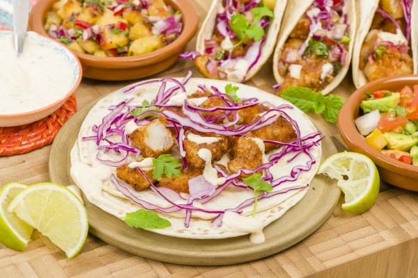 Gluten free beer battered fish tacos - the BEST!